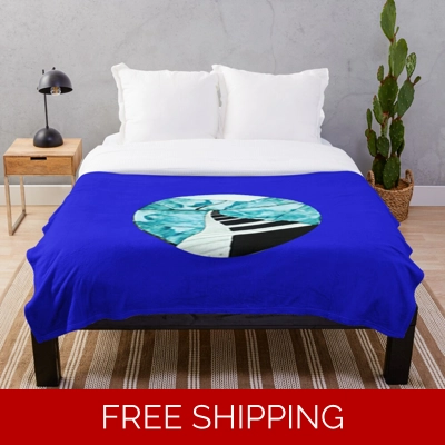 Le Studio Throw Royal Blue Blanket Piano Widow Logo full